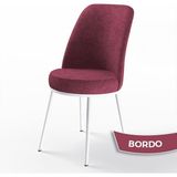 Canisa Concept Dexa Serisi Üst Kalite Mutfak Sandalyesi Metal Beyaz Iskeletli 1 Adet Sandalye - Bordo