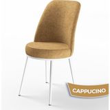 Canisa Concept Dexa Serisi Üst Kalite Mutfak Sandalyesi Metal Beyaz Iskeletli 1 Adet Sandalye - Cappucino