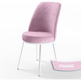 Canisa Concept Dexa Serisi Üst Kalite Mutfak Sandalyesi Metal Beyaz Iskeletli 1 Adet Sandalye - Pembe