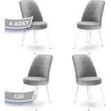 Canisa Concept Dexa Serisi Üst Kalite Mutfak Sandalyesi Metal Beyaz Iskeletli 4 Adet Sandalye - Ahşap