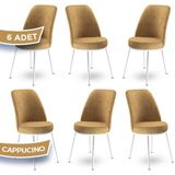 Canisa Concept Dexa Serisi Üst Kalite Mutfak Sandalyesi Metal Beyaz Iskeletli 6 Adet Sandalye - Ahşap