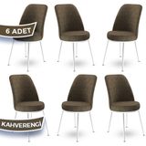 Canisa Concept Dexa Serisi Üst Kalite Mutfak Sandalyesi Metal Beyaz Iskeletli 6 Adet Sandalye - Cappuccino