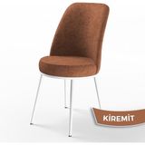 Canisa Concept Dexa Serisi Üst Kalite Mutfak Sandalyesi Metal Beyaz Iskeletli 6 Adet Sandalye - Kiremit