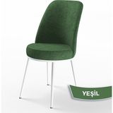 Canisa Concept Dexa Serisi Üst Kalite Mutfak Sandalyesi Metal Beyaz Iskeletli 6 Adet Sandalye - Yeşil