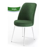Canisa Concept Dexa Serisi, Üst Kalite Mutfak Sandalyesi, Metal Beyaz Iskeletli, Haki Yeşil Sandalye