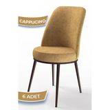 Canisa Concept Dexa Serisi, Üst Kalite Mutfak Sandalyesi, Metal Kahverengi Iskeletli, 6 Cappucino Sandalye