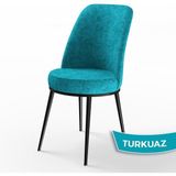 Canisa Concept Dexa Serisi Üst Kalite Mutfak Sandalyesi Metal Siyah Iskeletli 1 Adet Sandalye - Turkuaz