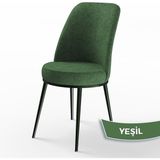 Canisa Concept Dexa Serisi Üst Kalite Mutfak Sandalyesi Metal Siyah Iskeletli 1 Adet Sandalye - Yeşil