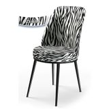 Canisa Concept Dexa Serisi, Üst Kalite Mutfak Sandalyesi, Metal Siyah Iskeletli, 1 Adet Zebra Desen Sandalye