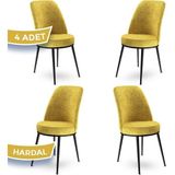 Canisa Concept Dexa Serisi Üst Kalite Mutfak Sandalyesi Metal Siyah Iskeletli 4 Adet Sandalye - Ahşap