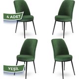 Canisa Concept Dexa Serisi Üst Kalite Mutfak Sandalyesi Metal Siyah Iskeletli 4 Adet Sandalye - Yeşil