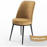 Canisa Concept Dexa Serisi Üst Kalite Mutfak Sandalyesi Metal Siyah Iskeletli 6 Adet Sandalye - Cappucino