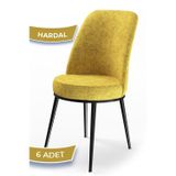 Canisa Concept Dexa Serisi Üst Kalite Mutfak Sandalyesi Metal Siyah Iskeletli 6 Adet Sandalye - Hardal