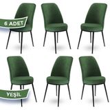 Canisa Concept Dexa Serisi Üst Kalite Mutfak Sandalyesi Metal Siyah Iskeletli 6 Adet Sandalye - Yeşil