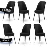 Canisa Concept Dexa Serisi Üst Kalite Mutfak Sandalyesi Metal Siyah Iskeletli 6 Adet Sandalye