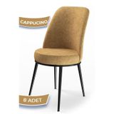 Canisa Concept Dexa Serisi, Üst Kalite Mutfak Sandalyesi, Metal Siyah Iskeletli, 8 Adet Cappucino Sandalye