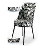 Canisa Concept Dexa Serisi, Üst Kalite Mutfak Sandalyesi, Metal Siyah Iskeletli, 8 Adet Zebra Desen Sandalye