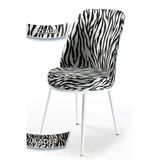 Canisa Concept Dexa Serisi, Üst Kalite Yemek Odası Sandalyesi, Metal Beyaz Iskeletli, 8 Adet Zebra Desen
