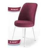Canisa Concept Dexa Serisi Yemek Odası Sandalyesi, Metal Beyaz Iskeletli, 8 Adet, Bordo