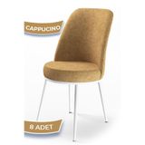Canisa Concept Dexa Serisi Yemek Odası Sandalyesi, Metal Beyaz İskeletli, 8 Adet, Cappucino