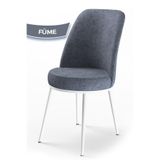 Canisa Concept Dexa Serisi Yemek Odası Sandalyesi, Metal Beyaz Iskeletli, Füme, 88 cm Yükseklik