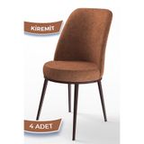 Canisa Concept Dexa Serisi Yemek Odası Sandalyesi, Metal Kahverengi Iskeletli, 4 Adet, Kiremit
