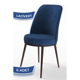 Canisa Concept Dexa Serisi Yemek Odası Sandalyesi, Metal Kahverengi Iskeletli, Lacivert Kumaş, 6 Adet