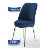 Canisa Concept Dexa Serisi Yemek ve Mutfak Sandalyesi, 4 Adet, Lacivert, Siyah Metal Ayaklar