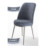 Canisa Concept Dexa Serisi Yemek ve Mutfak Sandalyesi, 6 Adet, Füme, Metal Ayaklar Krom