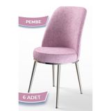 Canisa Concept Dexa Serisi Yemek ve Mutfak Sandalyesi, 6 Adet, Pembe, Krom Ayaklar