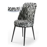 Canisa Concept Dexa Serisi Zebra Desen Mutfak Sandalyesi, Siyah Metal Ayaklar, 45x42x91 cm