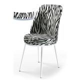 Canisa Concept Dexa Serisi Zebra Deseni Mutfak Sandalyesi, Beyaz Metal Ayaklar, 45x42x91 cm