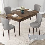 Canisa Concept Due Serisi 80x132 cm Açılabilir Barok Ahşap Desen 4 Sandalye Gri Mutfak Masası Takımı