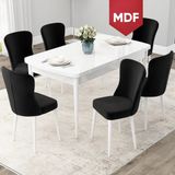 Canisa Concept Due Serisi 80x132 cm Açılabilir Beyaz 6 Sandalye Siyah Mutfak Masası Takımı