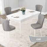 Canisa Concept Due Serisi MDF 80X132 Açılabilir Beyaz Mutfak Masası Takımı ve 4 Sandalye - Gri