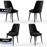 Canisa Concept Enoa Serisi , 4 Adet Sandalye, Siyah Gürgen Ayak - Siyah - Sarı