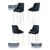 Canisa Concept Enox Serisi, 4 Adet Antrasit Sandalye Mutfak Bar Sandalyesi, Babyface Kumaş, Beyaz Metal Ayak
