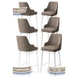 Canisa Concept Enox Serisi 6 Adet Cappucino Sandalye Mutfak Bar Sandalyesi Babyface Kumaş Beyaz Metal Ayak