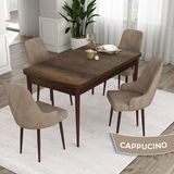 Canisa Concept Eta Serisi 80 x 132 cm Mdf Açılabilir Masa Takımı Barok Ahşap Desen Masa 4 Sandalye - 80x132 - Cappucino