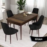 Canisa Concept Eta Serisi 80 x 132 cm Mdf Açılabilir Masa Takımı Barok Ahşap Desen Masa 4 Sandalye - 80x132 - Siyah