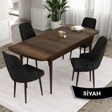Canisa Concept Eta Serisi, 80X132 Mdf Açılabilir Yemek Odası Masa Takımı, Barok Ahşap Desen Masa 4 Sandalye - Antrasit