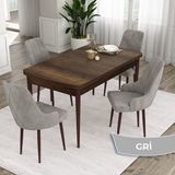 Canisa Concept Eta Serisi, 80X132 Mdf Açılabilir Yemek Odası Masa Takımı, Barok Ahşap Desen Masa 4 Sandalye - Dünya