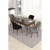 Canisa Concept Eva Serisi, 80 x 132 cm Açılabilir Mdf Mutfak Masa Takımı, Barok Ahşap Desen Masa ve 4 Sandalye - Renkli