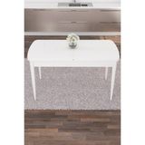Canisa Concept Eva Serisi 80 x 132 cm Açılabilir Mdf Mutfak Masası Yemek Masası Doğal Gürgen Ayak - Beyaz