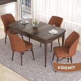 Canisa Concept Eva Serisi 80X132 Açılabilir Mdf Barok Ahşap Desen Mutfak Masa Takımı ve 4 Sandalye - Kiremit