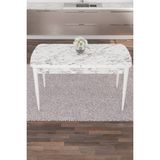 Canisa Concept Eva Serisi, 80X132 Açılabilir Mdf Mutfak Masası, Yemek Masası, Doğal Gürgen Ayak - 80 x 132 cm - Beyaz Mermer