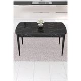 Canisa Concept Eva Serisi, 80X132 Açılabilir Mdf Mutfak Masası, Yemek Masası, Doğal Gürgen Ayak - 80 x 132 cm - Siyah