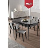 Canisa Concept Exve Serisi 80X132 Mdf Açılabilir Siyah Mermer Desen Masa Takımı Ve 4 Gri Sandalye