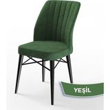 Canisa Concept Flex Serisi Üst Kalite Gürgen Siyah Ahşap Ayak Yeşil 4 Adet Mutfak Sandalyesi