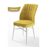 Canisa Concept Flex Serisi, Üst Kalite Mutfak Sandalyesi, Gürgen Beyaz Ahşap Ayak, Hardal Sandalye